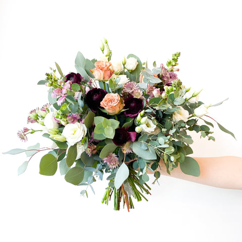 flowers_Muted & Moody Mix • Seasonal • Hand-Tied Bouquet.